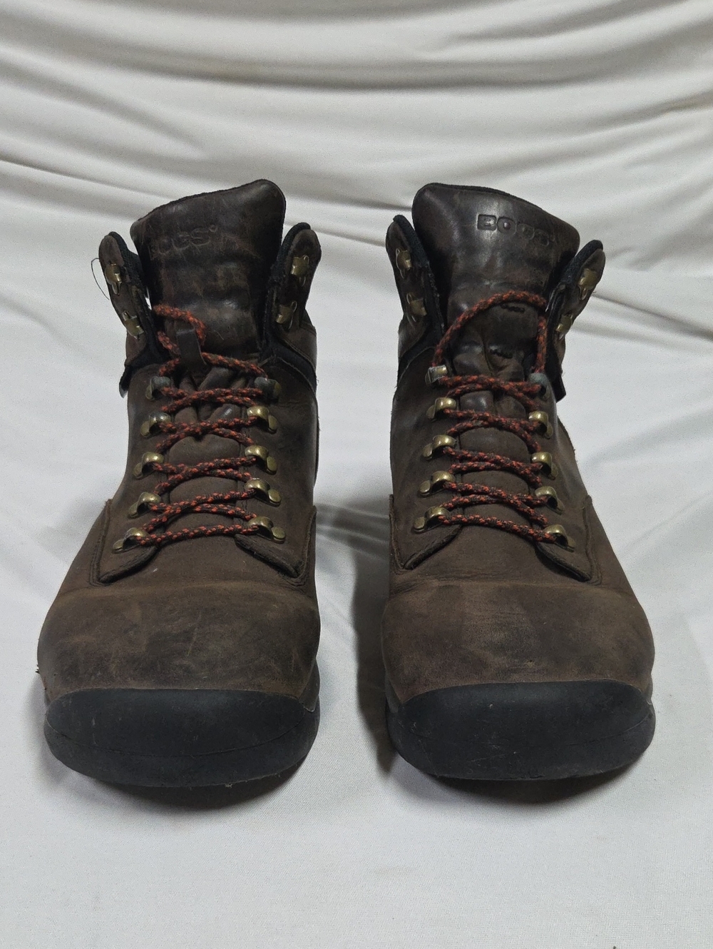 Bogs Men's Brown Leather Lace-Up Boots with Black Toe Caps